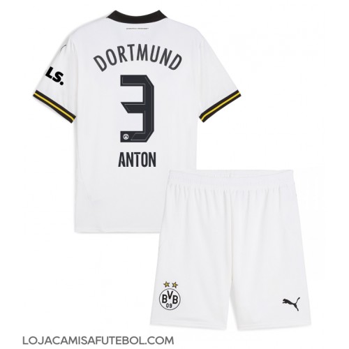 Camisa de Futebol Borussia Dortmund Waldemar Anton #3 Equipamento Alternativo Infantil 2024-25 Manga Curta (+ Calças curtas)